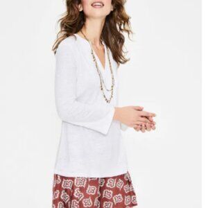 Boden Linen Pintuck Jersey Top, Size L